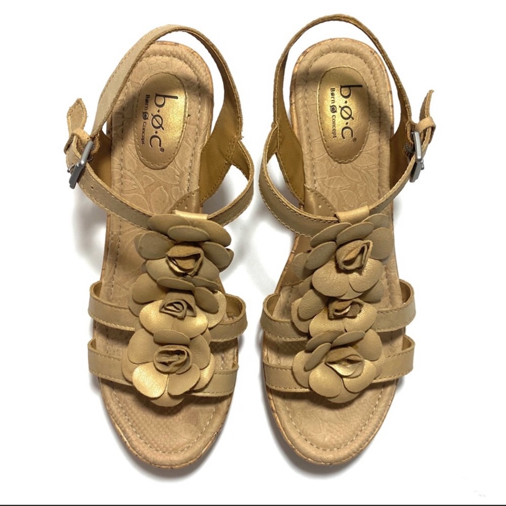 Born Concept Patsy Pewter Metallic Leather Wedges - image 2